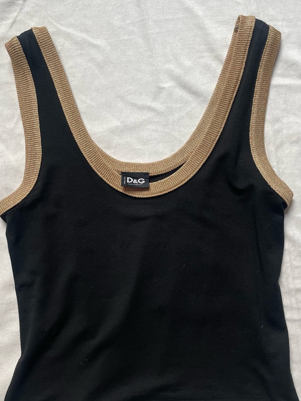 D&G Black Tank with Gold Ribbed Trim